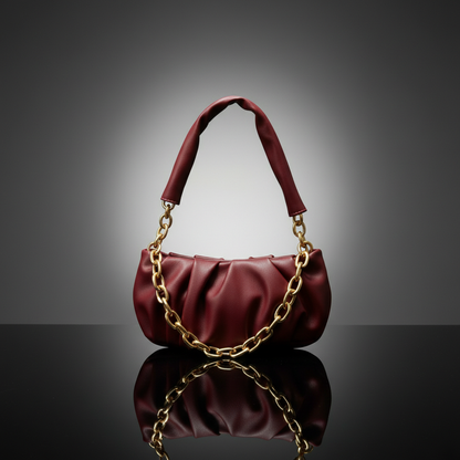 Maroon Ruched Bag