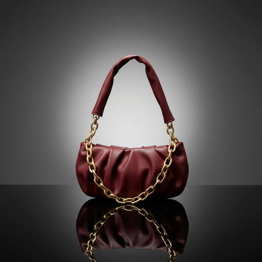 Maroon Ruched Bag
