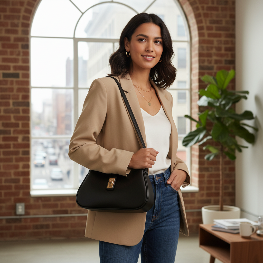 Noir Classic Shoulder Bag