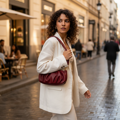 Maroon Ruched Bag