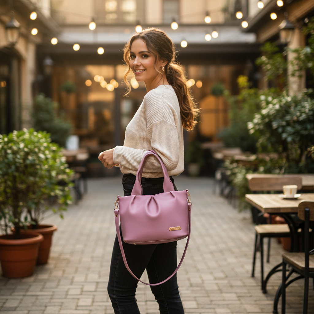 Rose Pleated Shoulder Bag